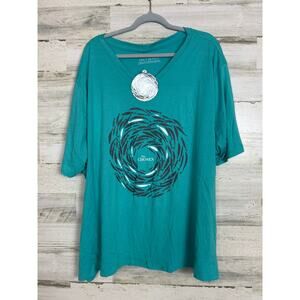 The Chosen womens plus 5XL blue cotton Fishes short sleeve T shirt christian